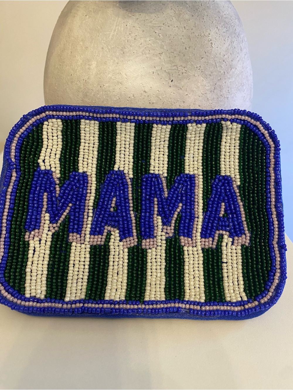 NWT Anthropologie Fiona Hand-Beaded 'MAMA' Trinket Dish - Blue, Green, Cream
